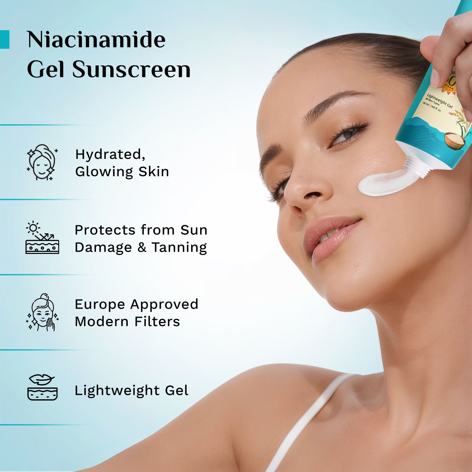 5% Niacinamide Hydra Glow Gel Sunscreen SPF 50+ PA++++ In-Vivo tested & New Gen UV filter
