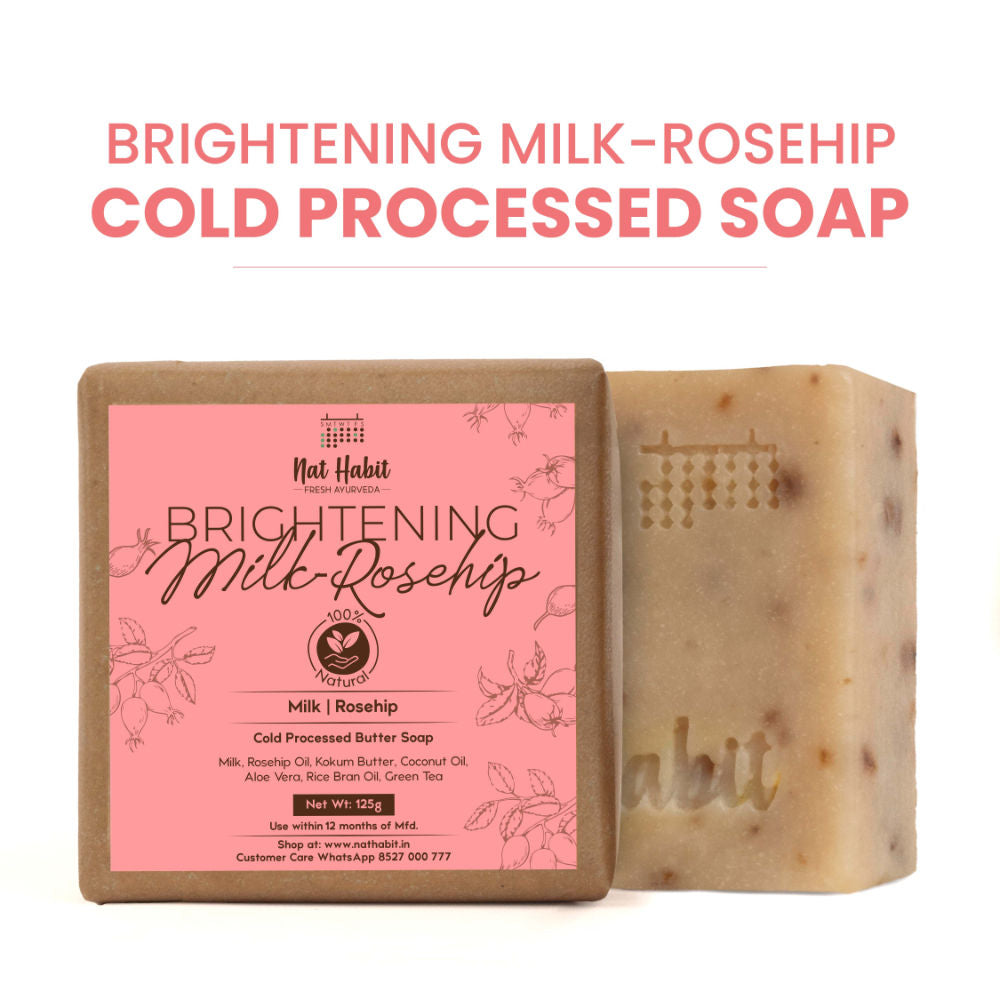 Cold Process Milk Rosehip Butter Bath Soap - Vit C For Skin Cleansing, Whitening &Handmade - 125 g