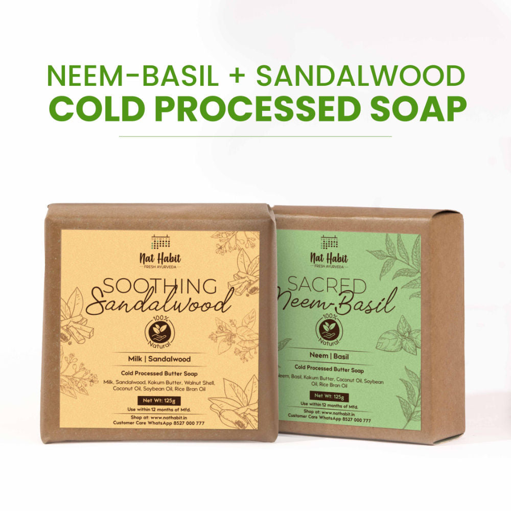 Fresh Brightening Sacred Neem Basil & Soothing Sandalwood Soaps