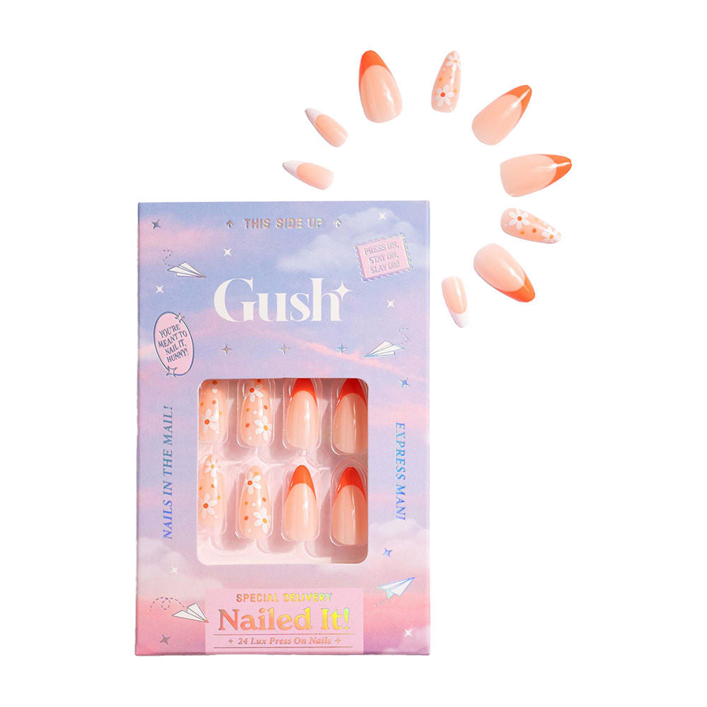 Nailed It Reusable Luxury Press On Nails (Medium To Long Almond) - Spring Daisy Tips