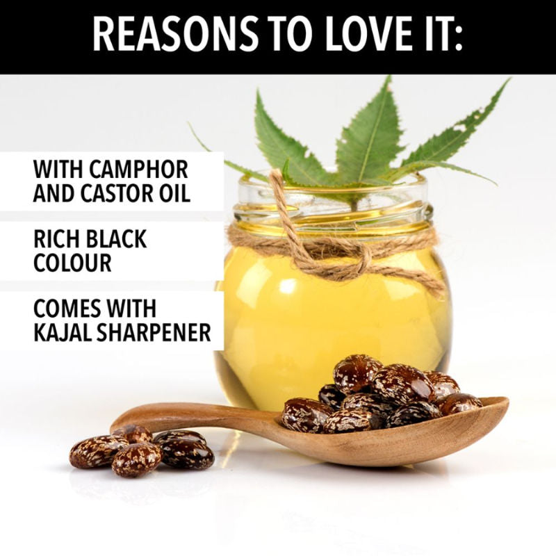 Get Bold Pencil Kajal With Free Sharperner Or Comphor & Castor Oil - Black