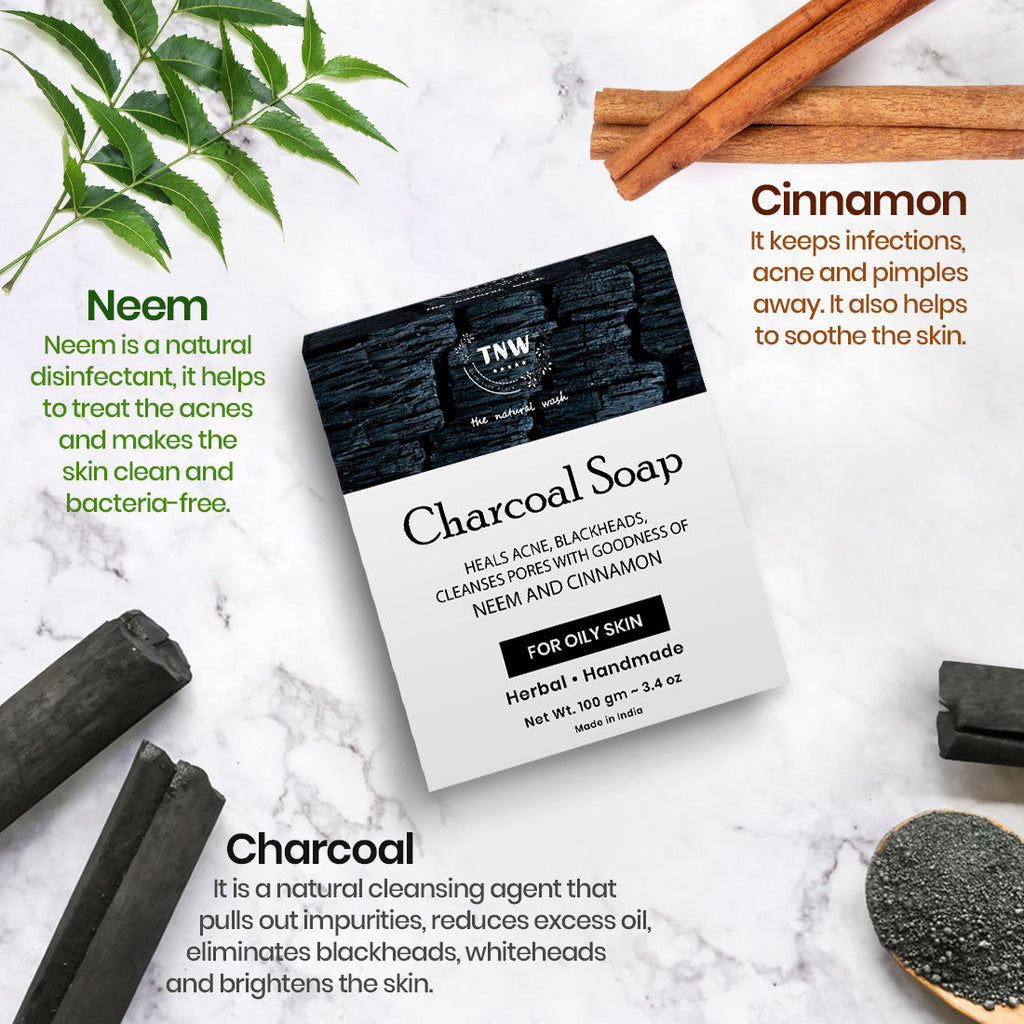 Handmade Charcoal Bathing Soap For Acne and Deep Cleansing - For Oily Skin
