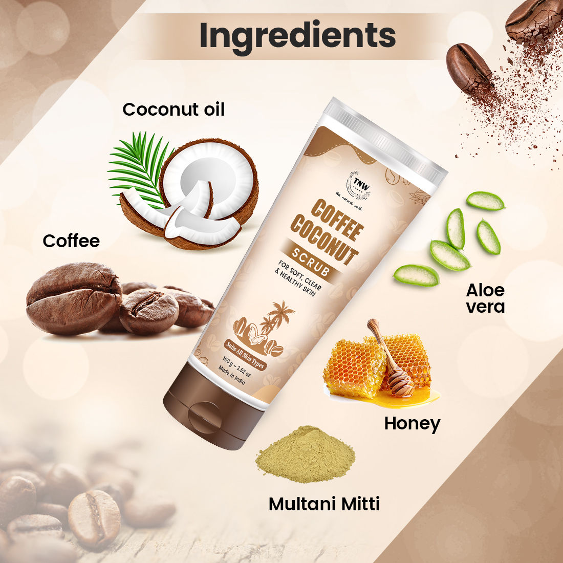 Deep Exfoliating Coffee & Coconut Face & Body Scrub For Glowing Skin