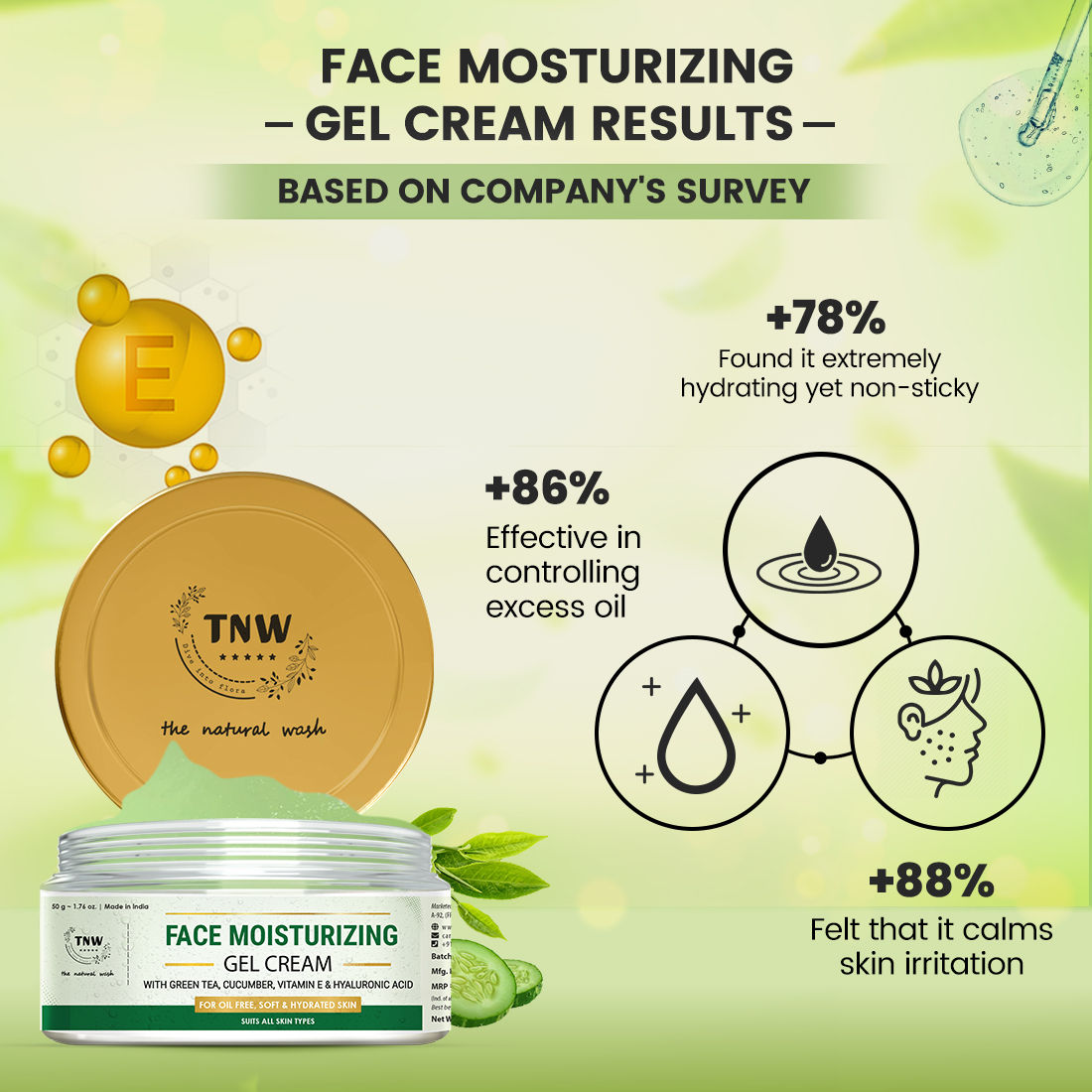 Face Moisturizing Gel Cream For Dry & Oily Skin Boosts Hydration