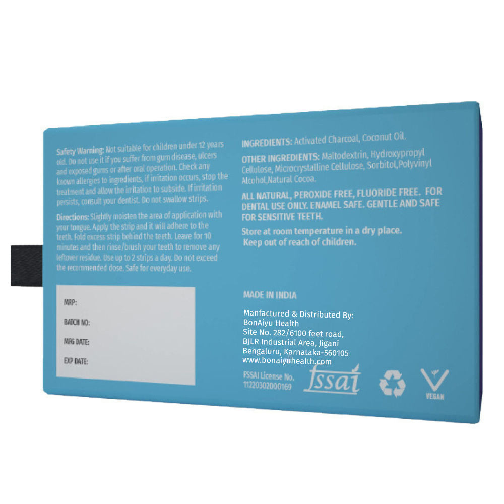Teeth Whitening Strips With Activated Charcoal & Coconut Oil, All Natural