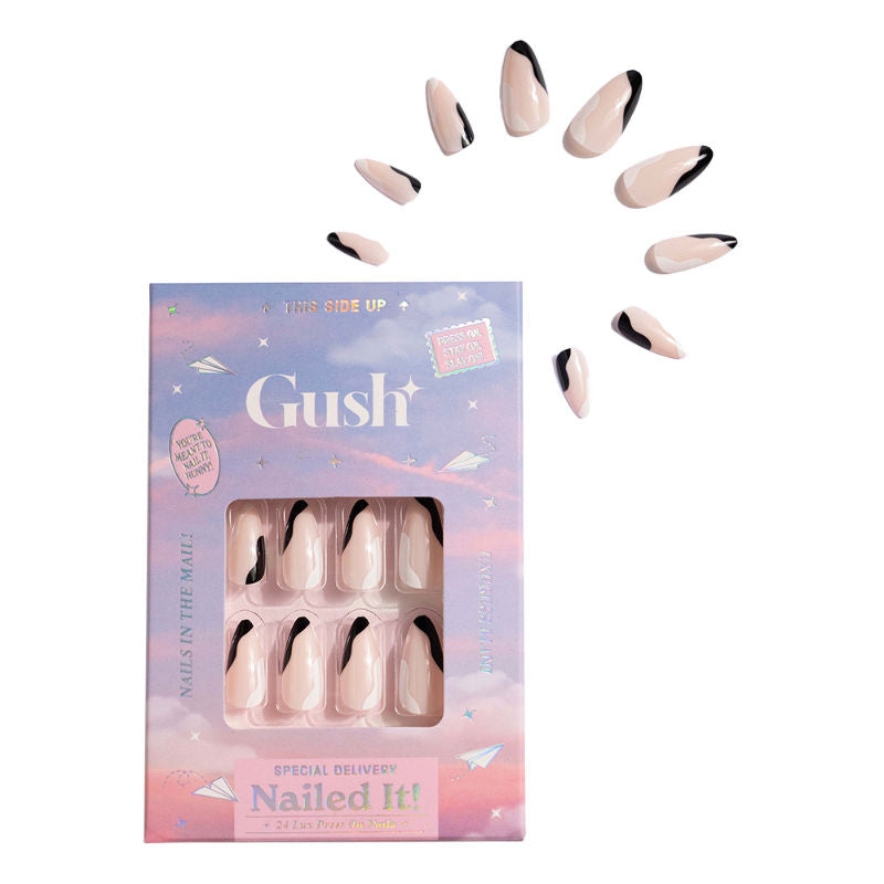 Nailed It Reusable Luxury Press On Nails (Medium To Long Almond) - Noir Swirl
