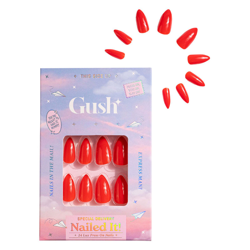 Nailed It Reusable 24 Luxury Press On Nails (Almond Shape) - Candy Apple Red