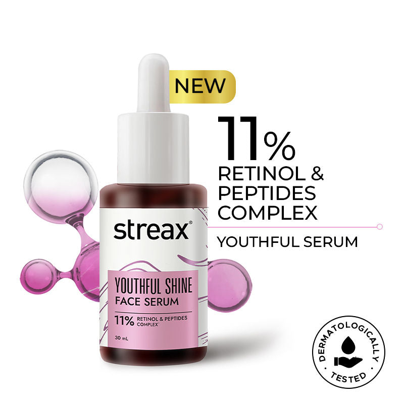 Youthful Shine Face Serum With 11% Retinol Peptide Complex, Reduces Fine Lines & Wrinkles