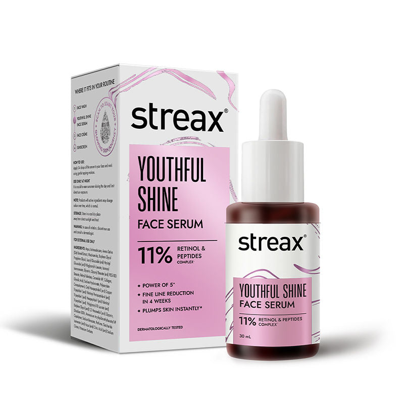 Youthful Shine Face Serum With 11% Retinol Peptide Complex, Reduces Fine Lines & Wrinkles