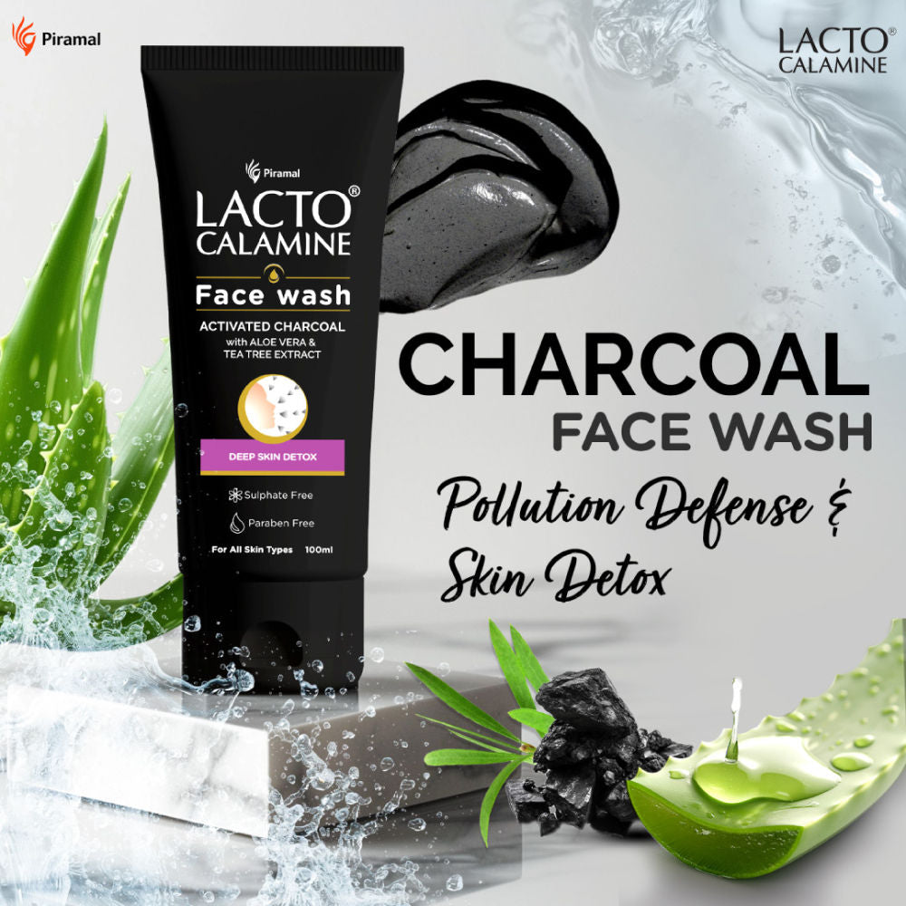 Activated Charcoal Face Wash with Aloe & Tea Tree Extract for Skin Detox