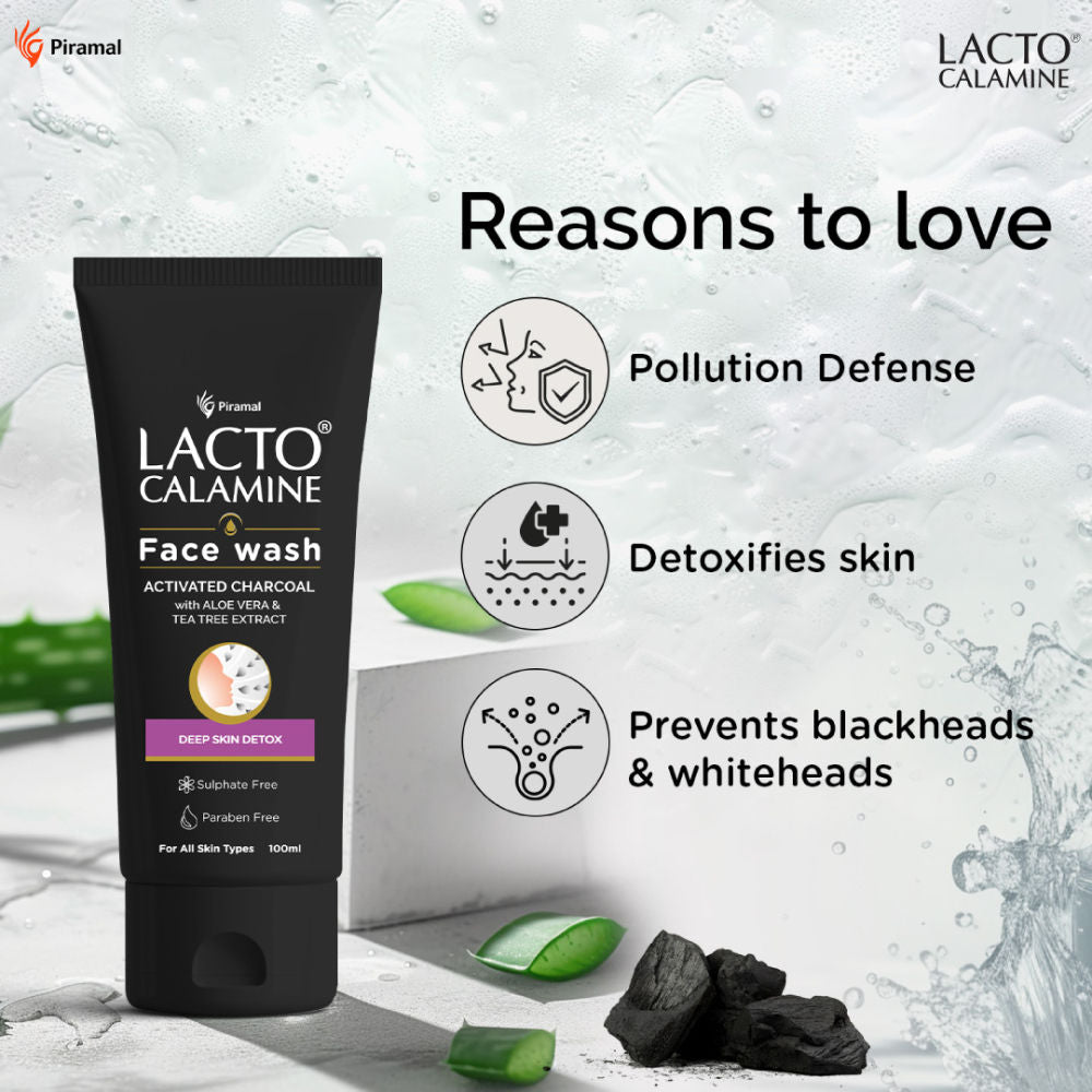 Activated Charcoal Face Wash with Aloe & Tea Tree Extract for Skin Detox