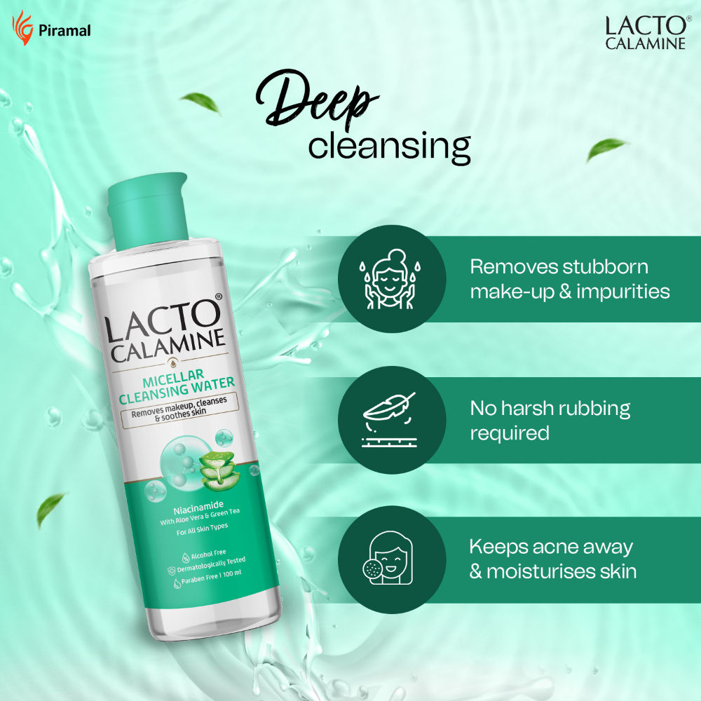 Micellar Cleansing Water,Removes Makeup & Clears Skin With Aloe Vera & Green Tea