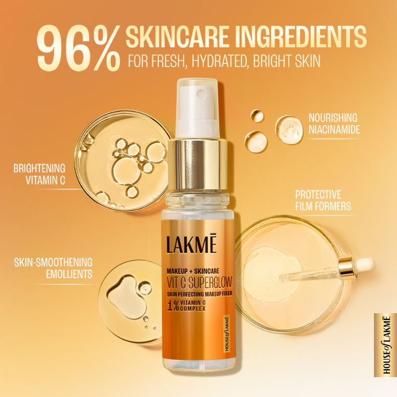 Vitamin C Superglow Lightweight Skin Perfecting Makeup Fixer With 1% Vit C For Radiant Glow
