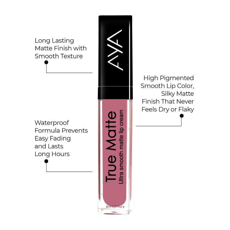 True Matte Liquid Lipstick, Ultra Smooth Matte Lip Cream, 01 Pink