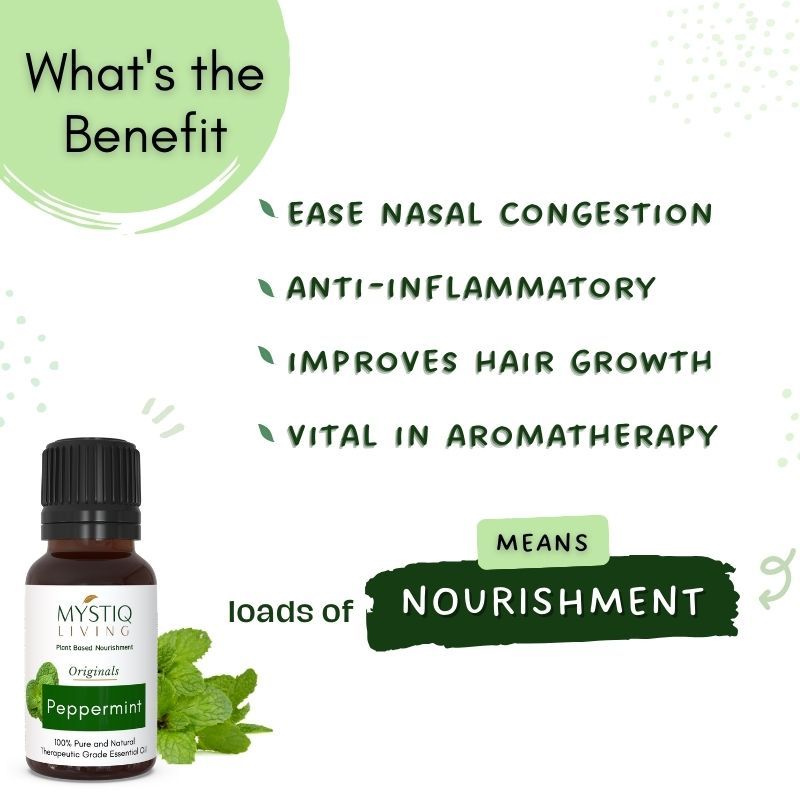 Peppermint Essential Oil For Hair Growth, Dandruff & Itchy Scalp, 100% Pure Organic
