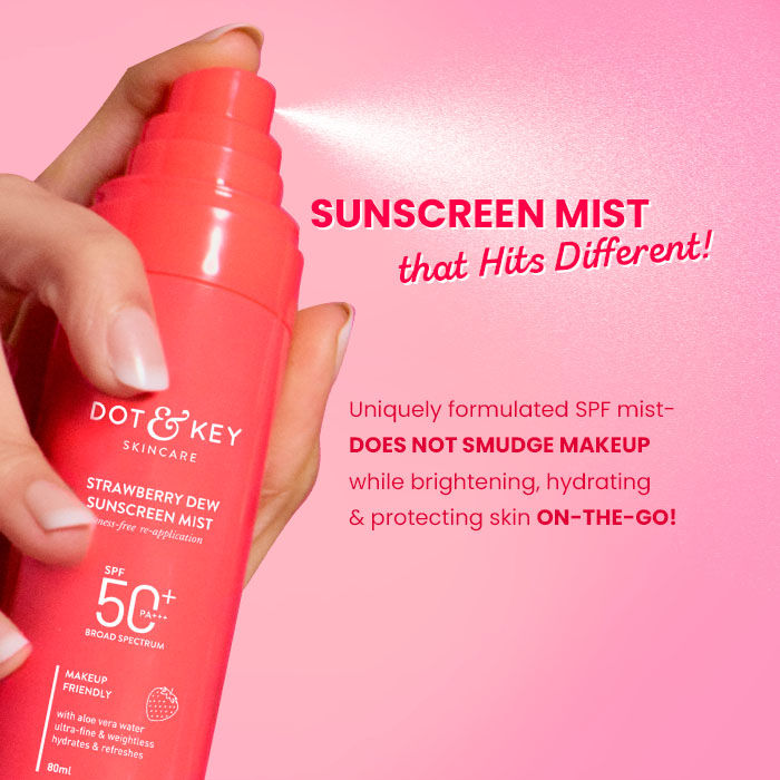 Strawberry Dew Sunscreen Mist In-Vivo Tested SPF 50+ PA+++, Mess-Free Re-application