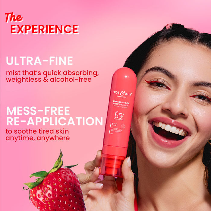 Strawberry Dew Sunscreen Mist In-Vivo Tested SPF 50+ PA+++, Mess-Free Re-application
