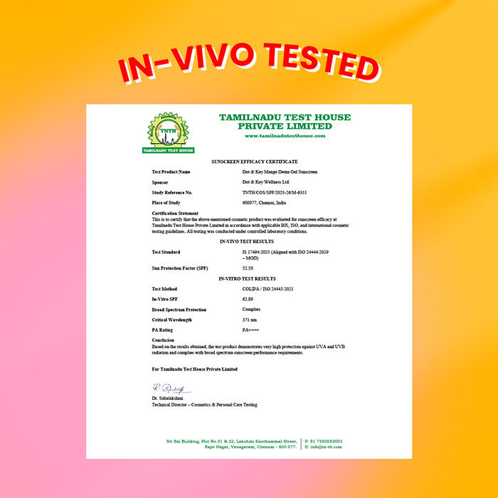 Mango Detan Gel Sunscreen In-Vivo Tested SPF 50+ PA++++, Oil-Free Formula