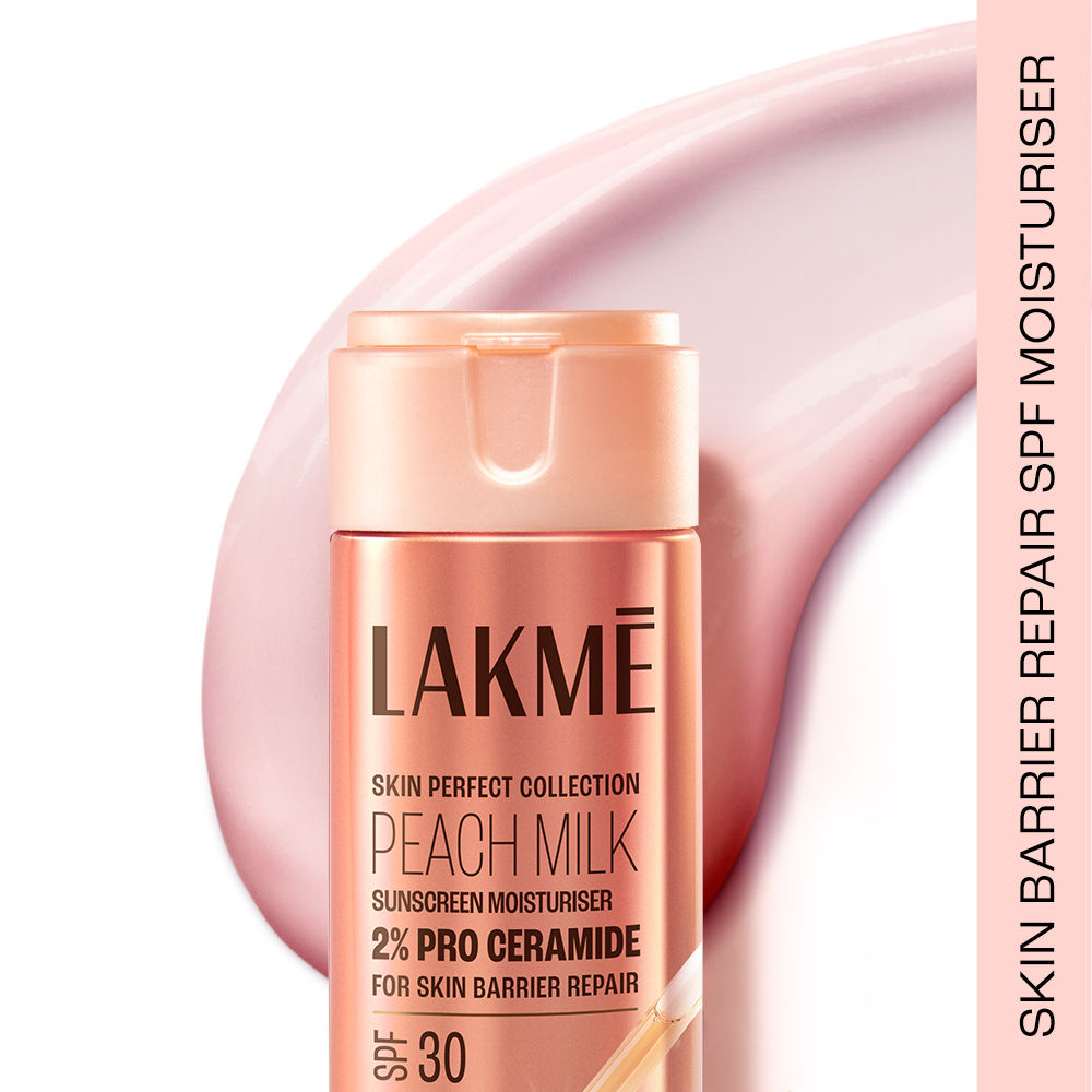 Lakmé Peach Moisturiser with SPF 30 & Ceramide, UV Defense & Barrier Repair, All Skin Types - 60ml