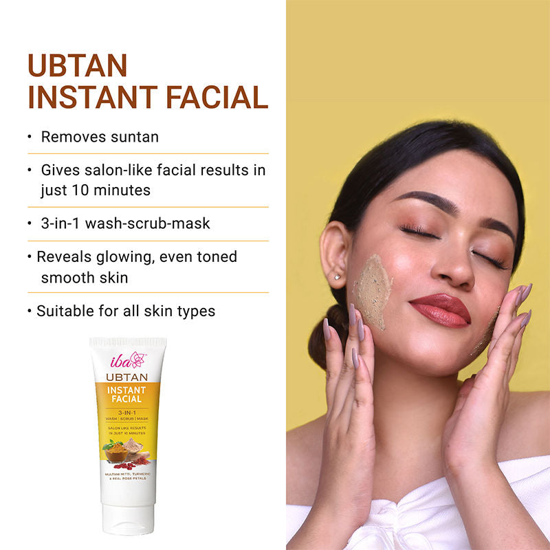 Ubtan Instant Facial 3 In 1 Wash, Scrub & Mask For All Skin