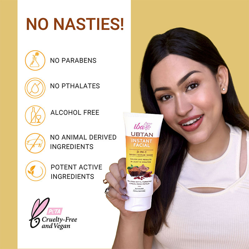 Ubtan Instant Facial 3 In 1 Wash, Scrub & Mask For All Skin