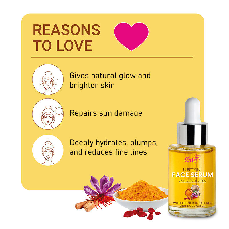 Ubtan Face Serum With Turmeric, Saffron & Rosewater For Skin Brightening