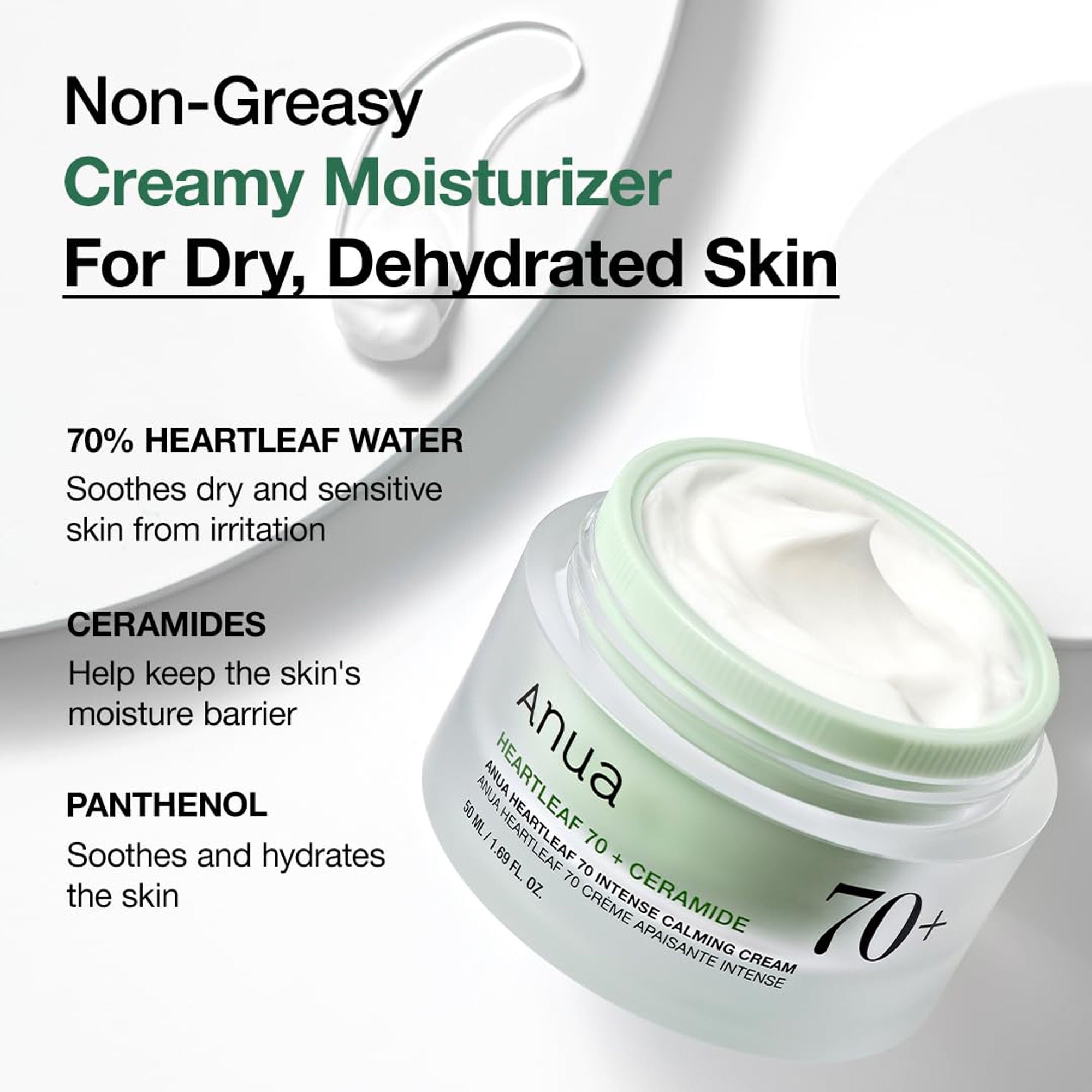 Heartleaf 70 Intense Calming Cream with Ceramide & Panthenol for Skin Barrier Repair