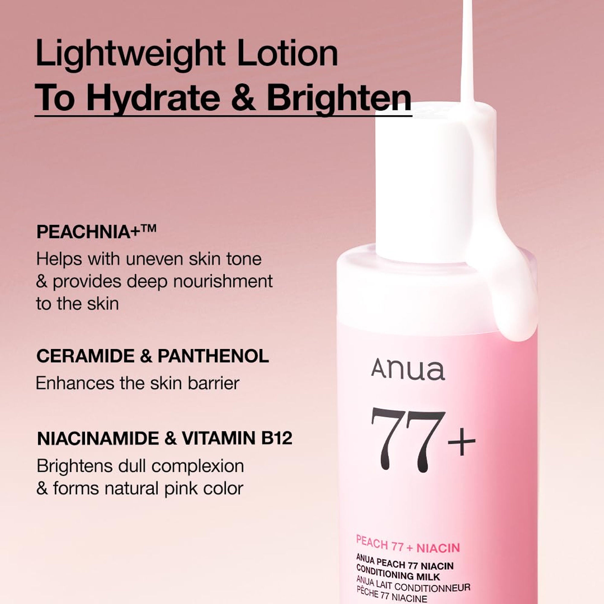 Peach 77 Niacin Conditioning Milk with Ceramide & Hyaluronic Acid for Hydrating & Brightening