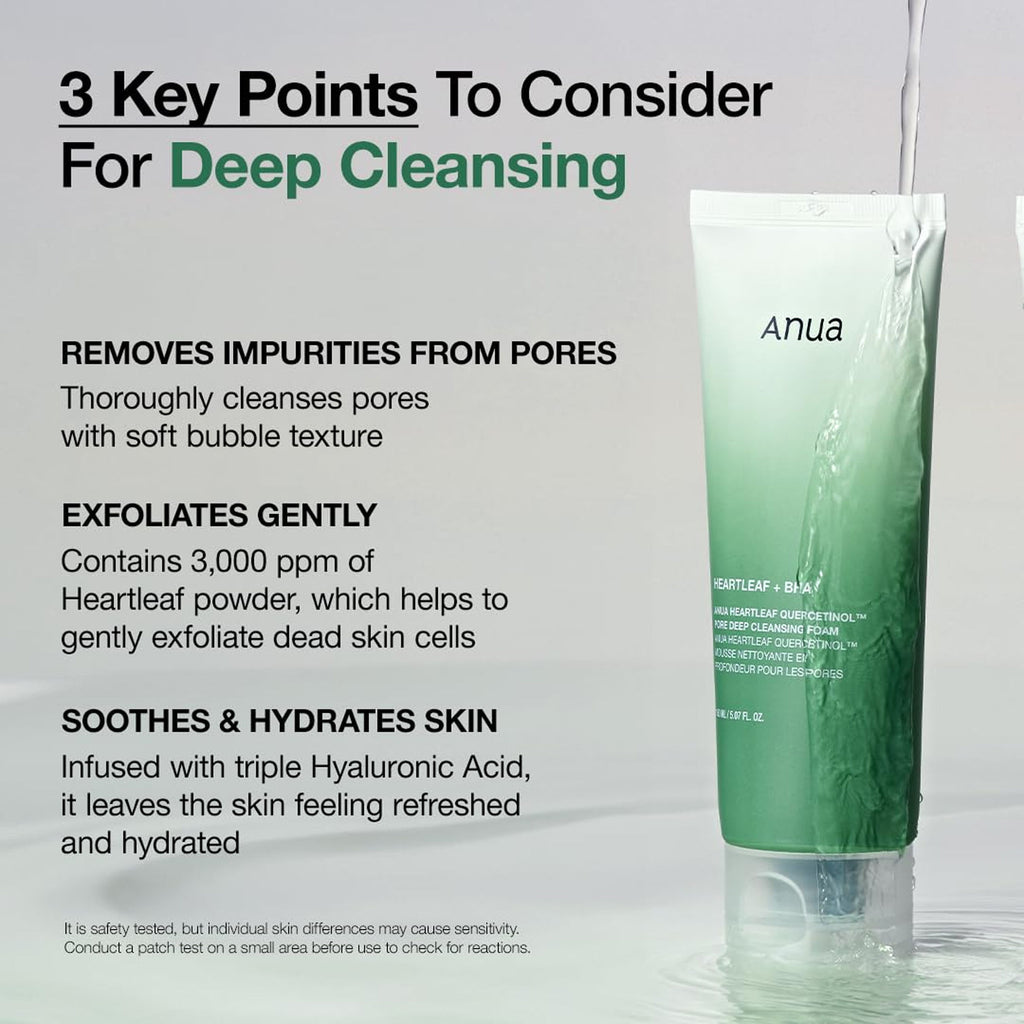 Heartleaf Quercetinol Pore Deep Cleansing Foam with 0.5% BHA For Gentle Exfoliation