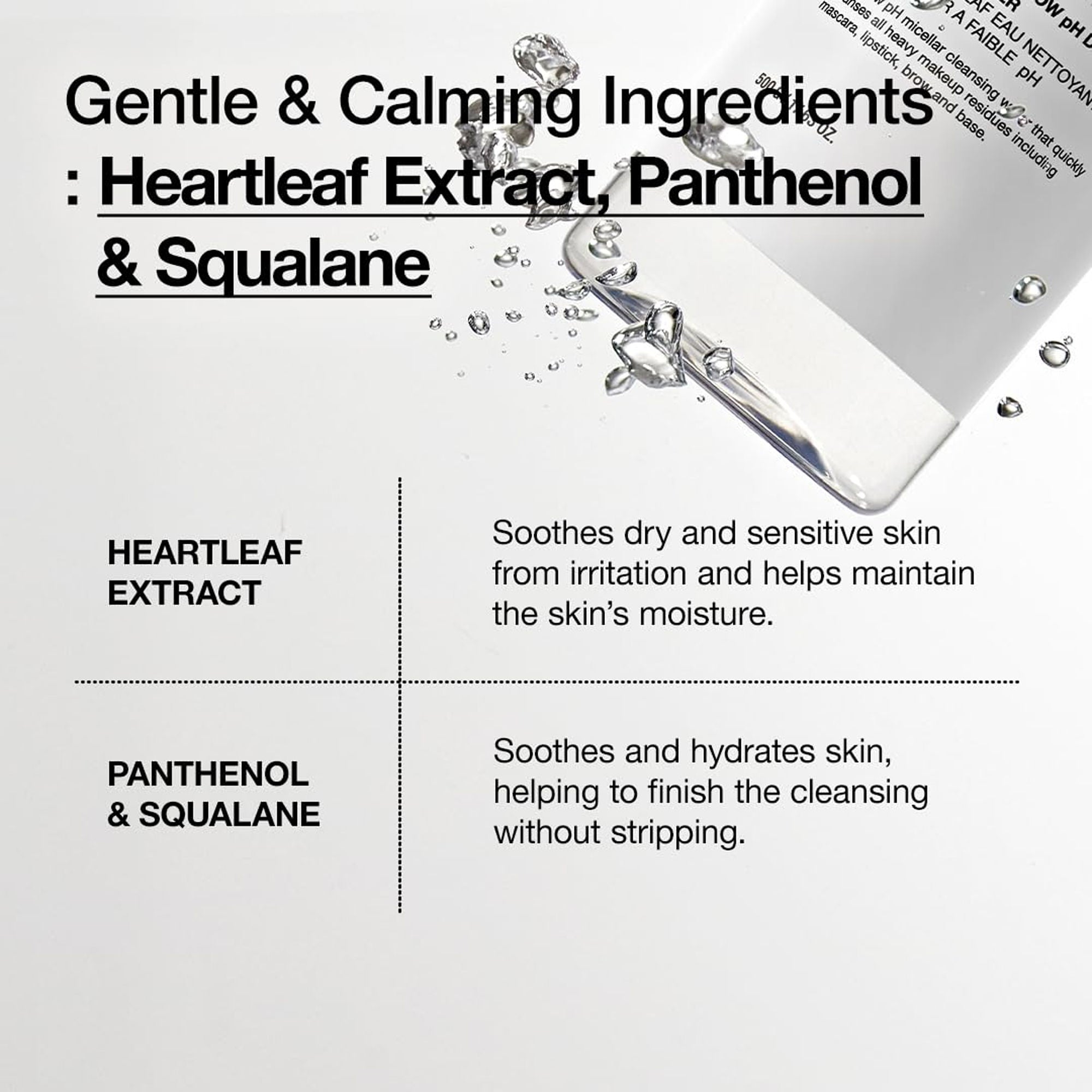 Heartleaf Low Ph Deep Cleansing Water with Micellar Technology Removes Makeup & Impurities