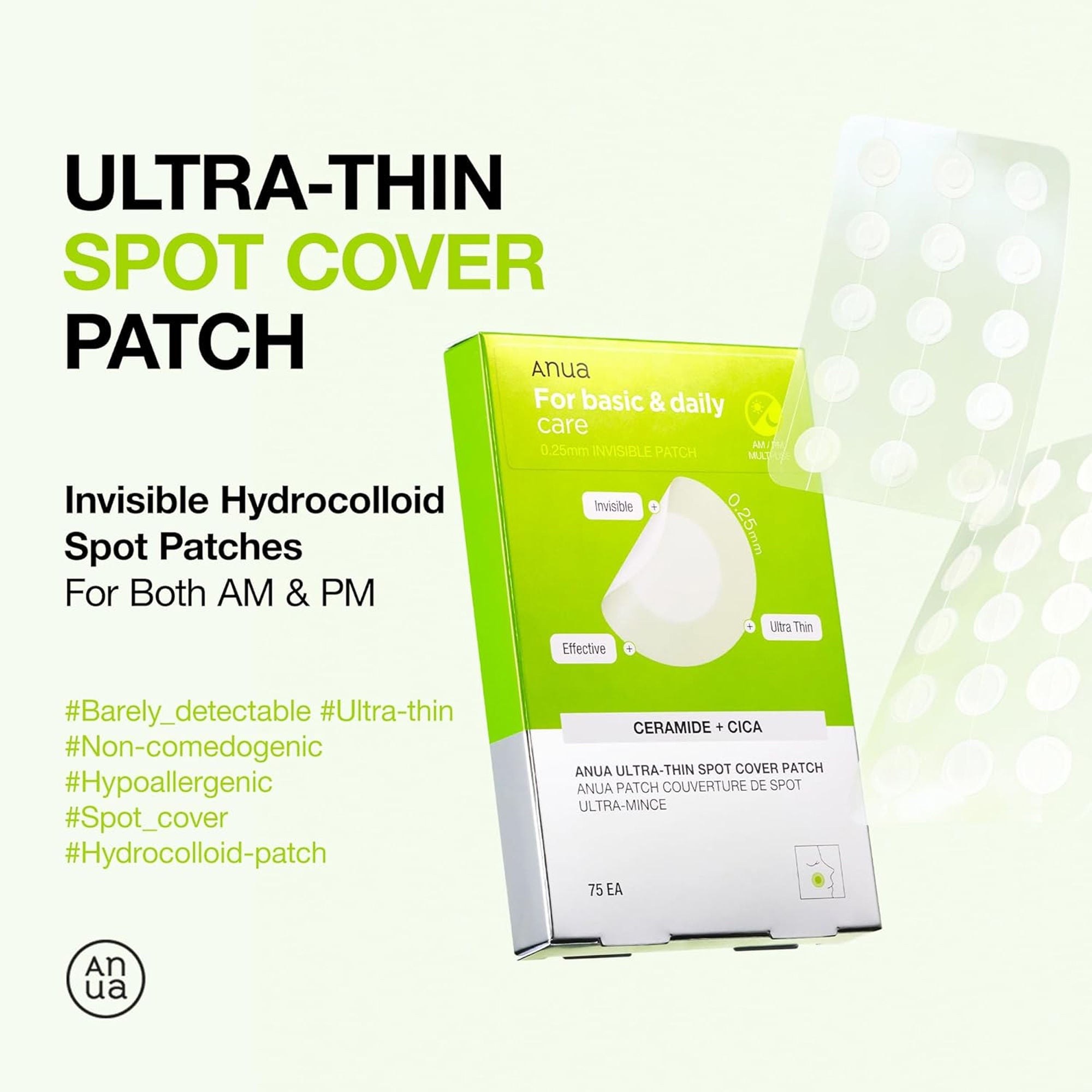 Ultra-Thin Spot Cover Patch Invisible Hydrocolloid Acne Patches, Soothes & Reduces Breakouts