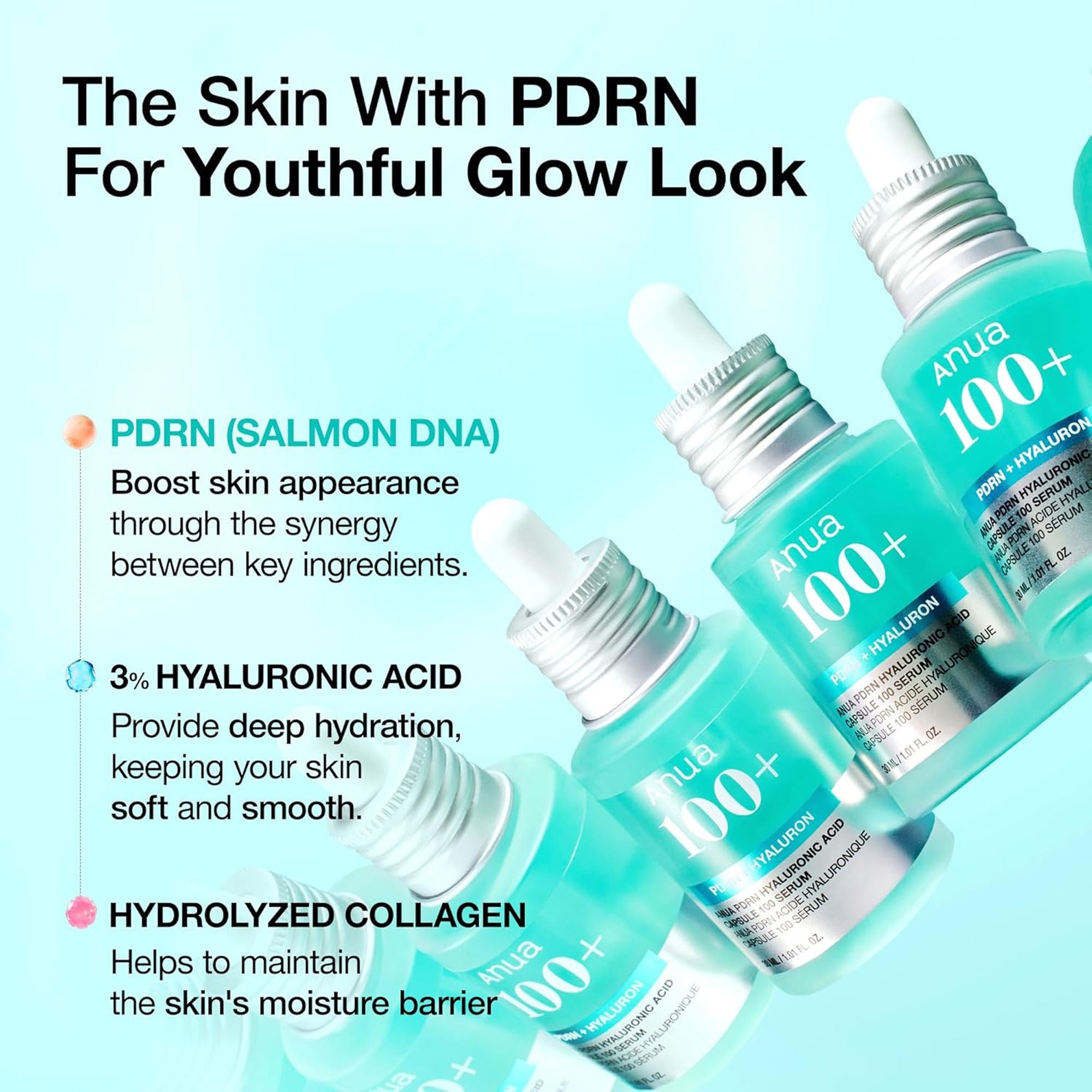 Pdrn Hyaluronic Acid Capsule 100 Serum with Collagen For Plump, Dewy, Radiant Glass Skin