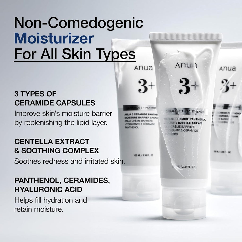3 Ceramide Panthenol Moisture Barrier Cream with Hyaluronic Acid, Barrier Care & 48H Hydration