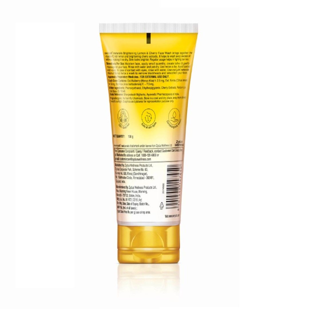 Face Wash - Brightening Lemon & Cherry, Suits all Skin Types, Paraben Free
