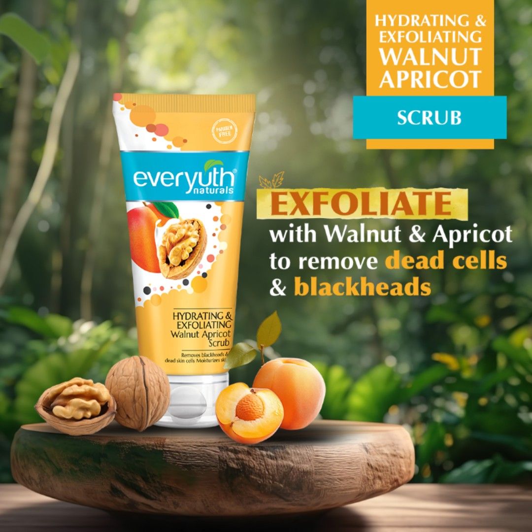 Hydrating & Exfoliating Walnut Apricot Scrub, Gentle Face Scrub