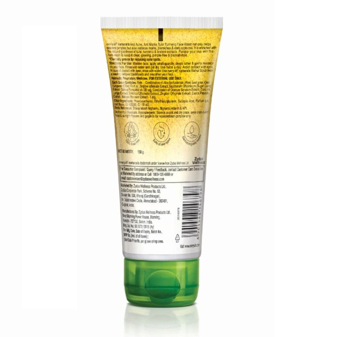 Tulsi Turmeric Face Wash - Anti Acne, Anti Marks, Paraben Free