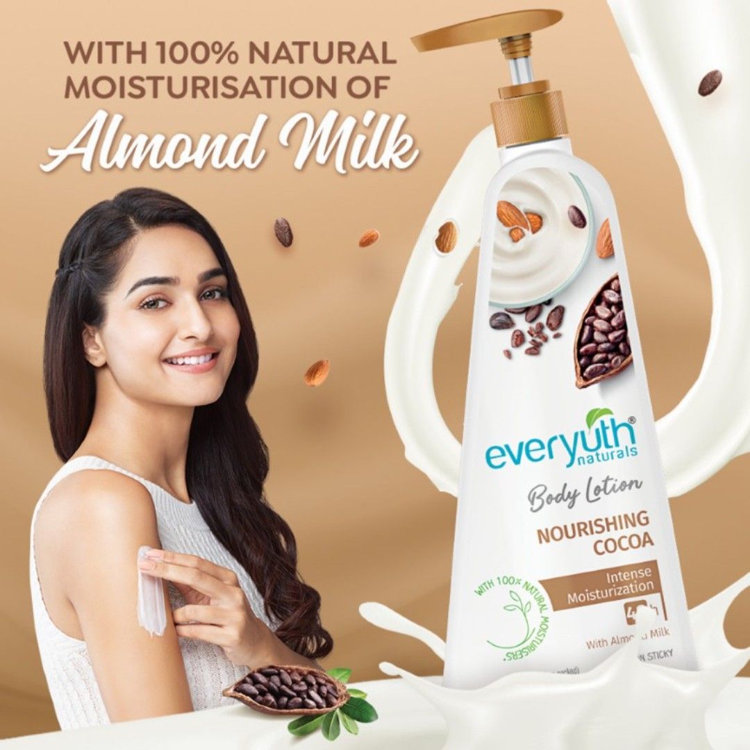 Body Lotion - Nourishing Cocoa with 100% Natural Almond Milk, Non-Sticky