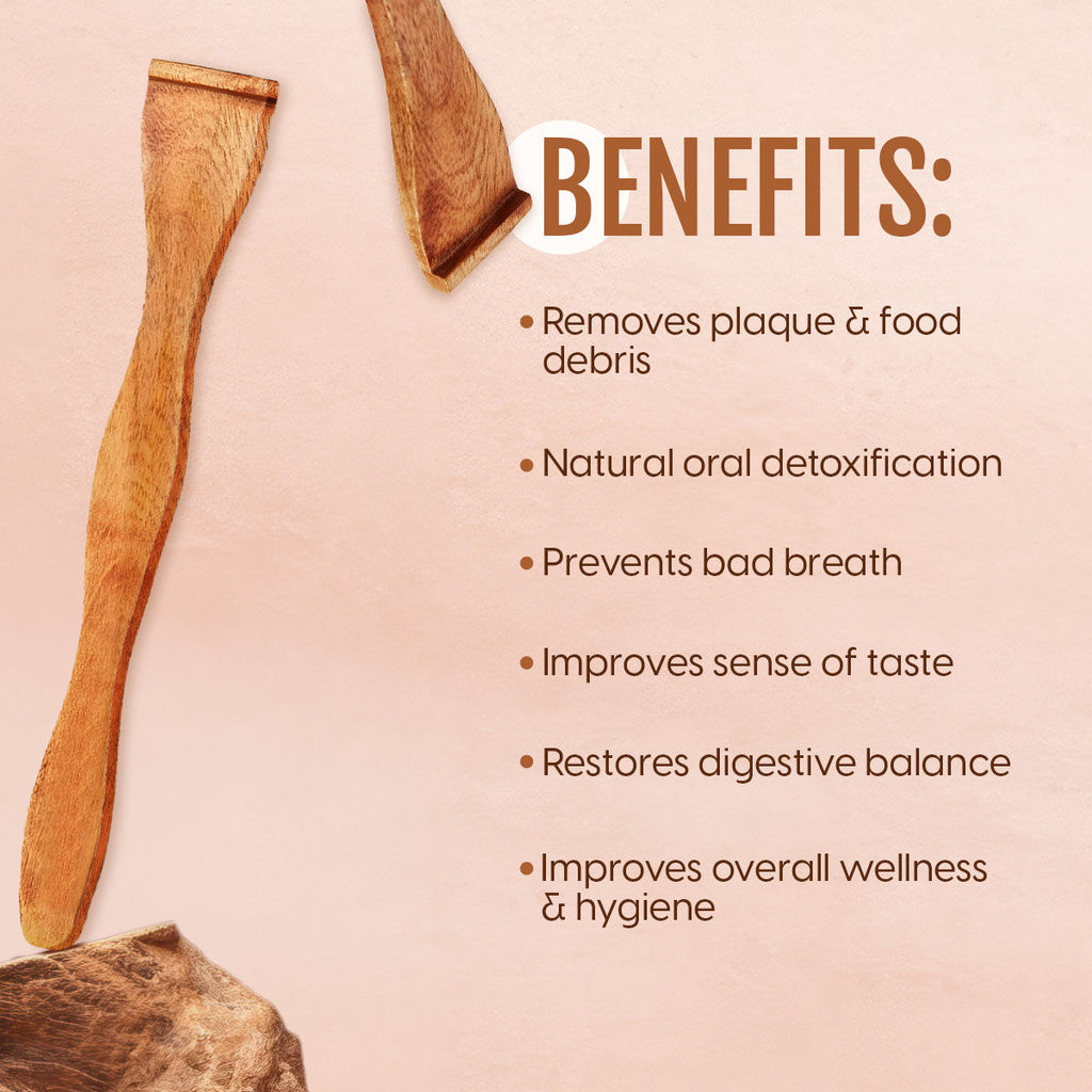 Neem Wood Tongue Cleaner Wooden Scraper For Oral Hygiene & Digestive Health