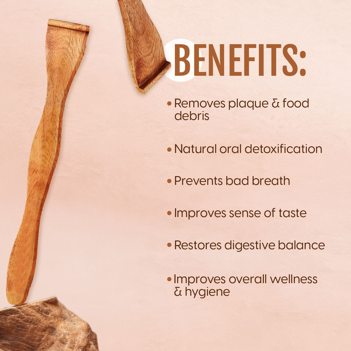 Neem Wood Tongue Cleaner Wooden Scraper For Oral Hygiene & Digestive Health