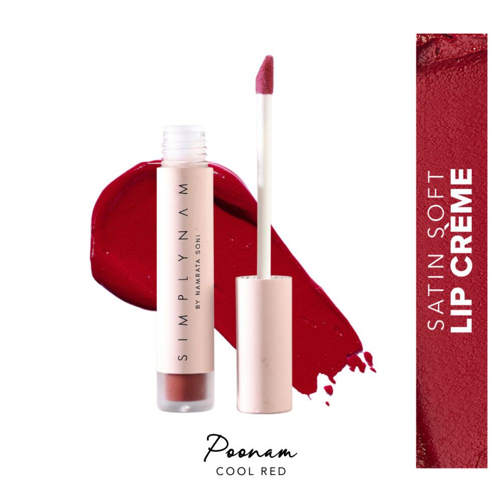 Satin Soft Lip Creme, Hydrating, Botanical Colour for Everyday Lips - Cool Red