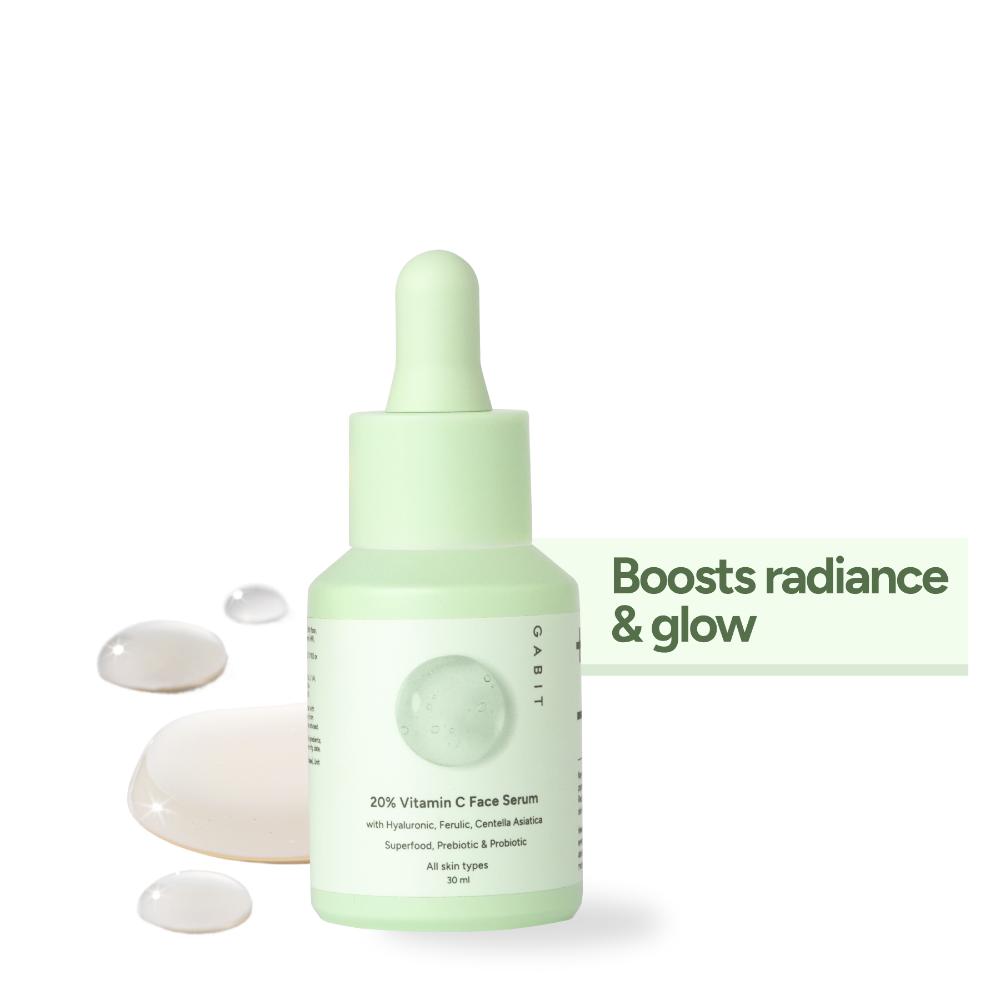 20% Vitamin C Brightening Serum With Hyaluronic & Ferulic, For Dark Spots, Dull & Tanned Skin
