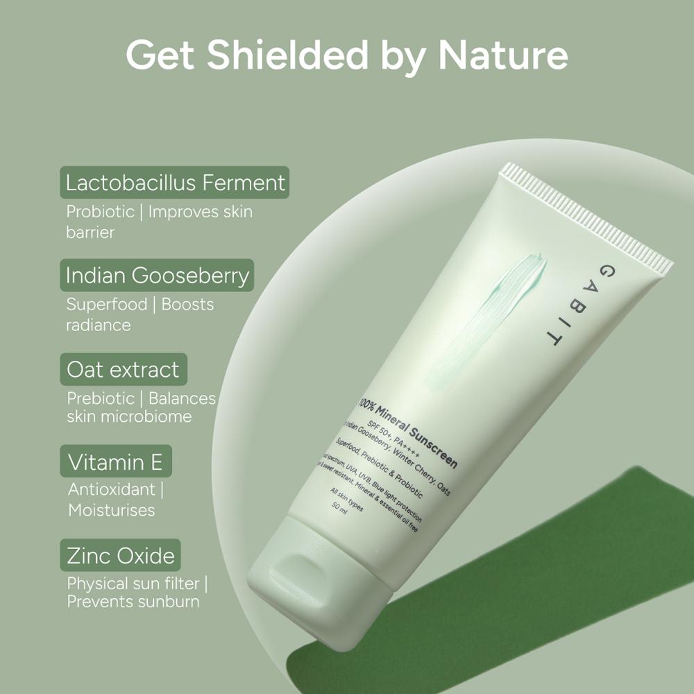 100% Mineral Sunscreen SPF 50 PA++++ With Vitamin E, No White Cast, Blue Light Protection