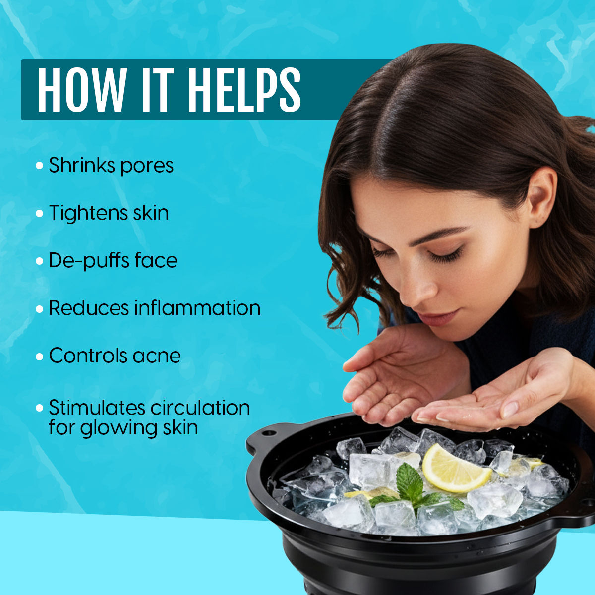 Ice Facial Bowl for Cold Face Plunge Bath with Ice Tray Silicone Face Dunk Tub for De-puffing