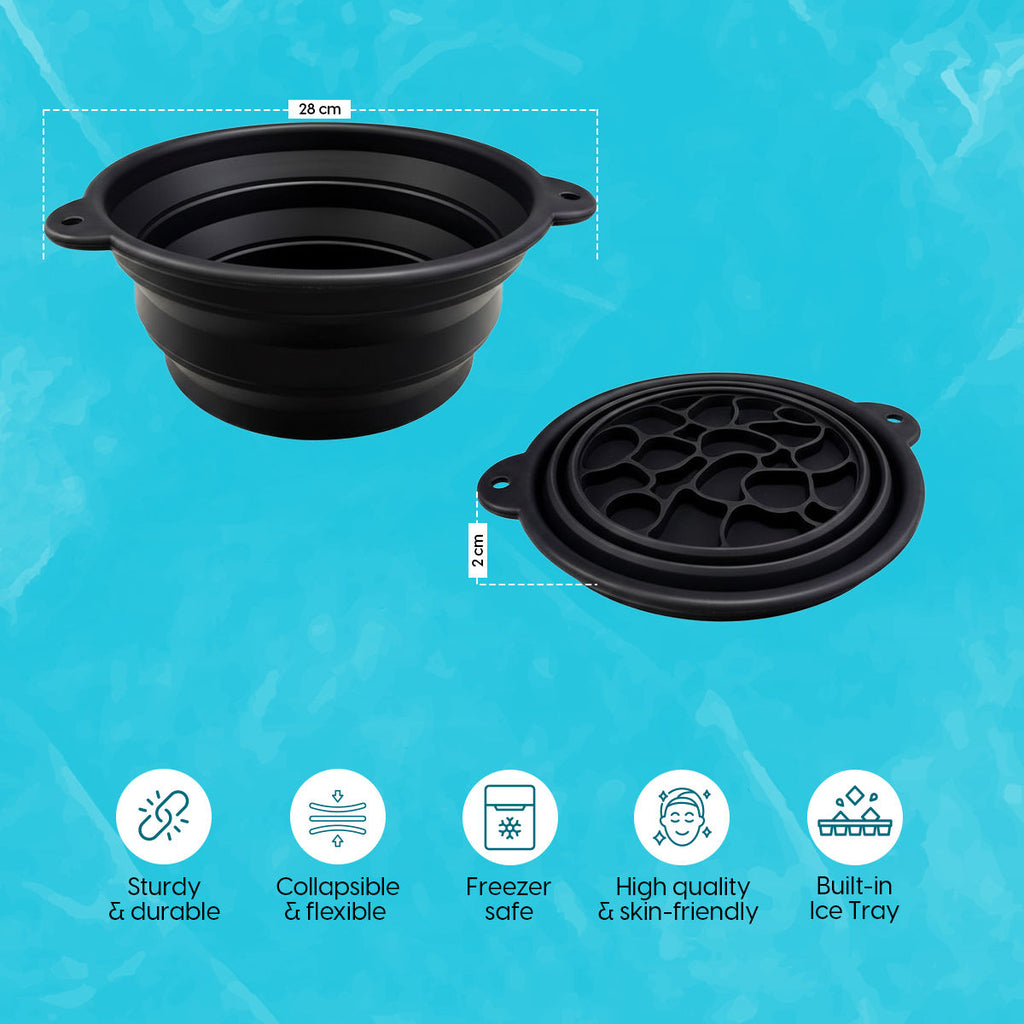Ice Facial Bowl for Cold Face Plunge Bath with Ice Tray Silicone Face Dunk Tub for De-puffing