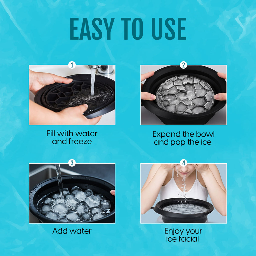 Ice Facial Bowl for Cold Face Plunge Bath with Ice Tray Silicone Face Dunk Tub for De-puffing