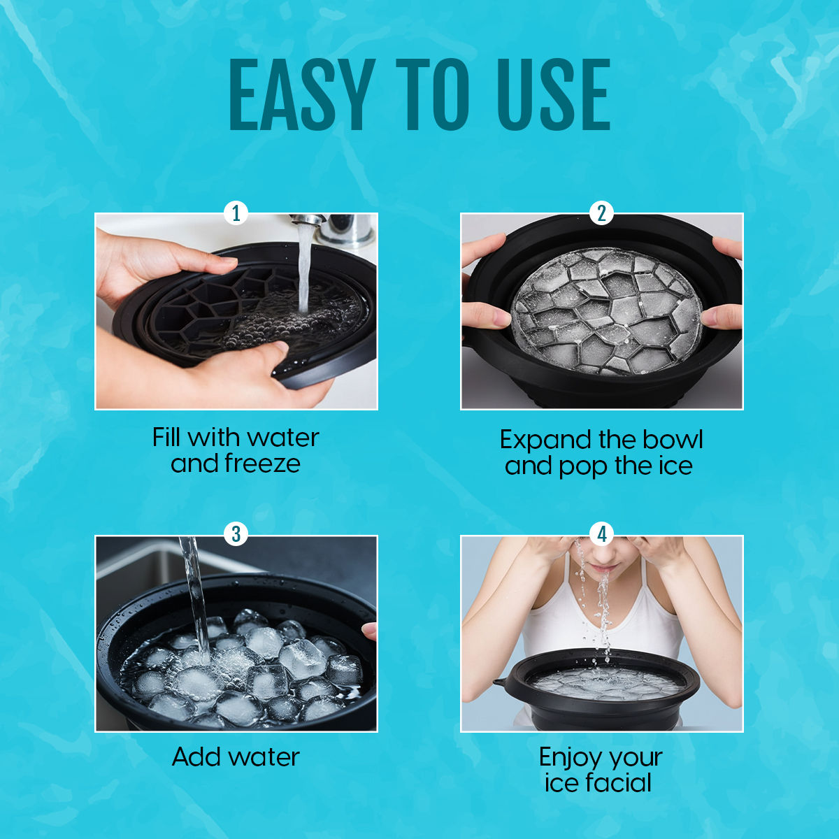 Ice Facial Bowl for Cold Face Plunge Bath with Ice Tray Silicone Face Dunk Tub for De-puffing