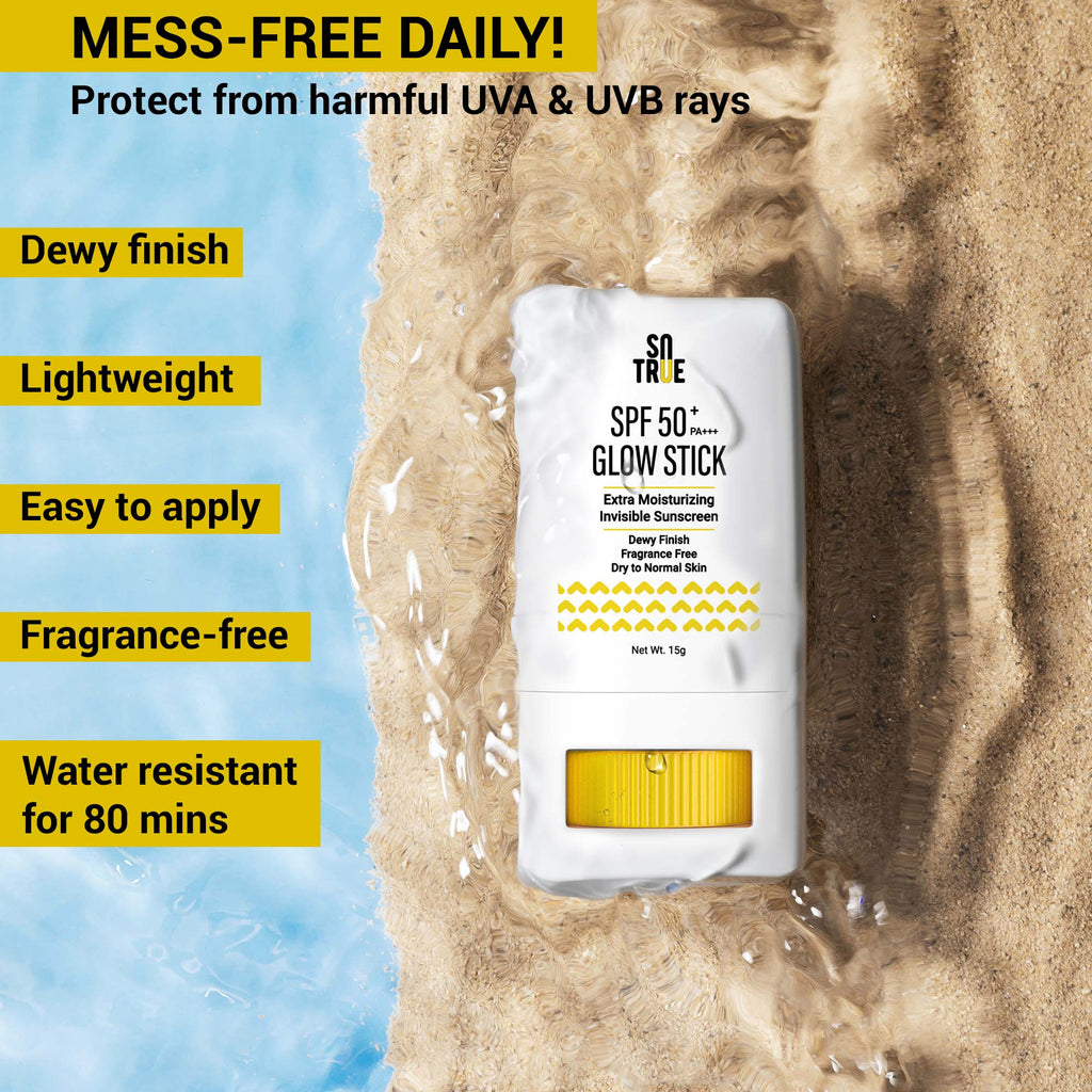 SPF 50+ Glow Stick Sunscreen For Invisible, Lightweight & Water Resistant