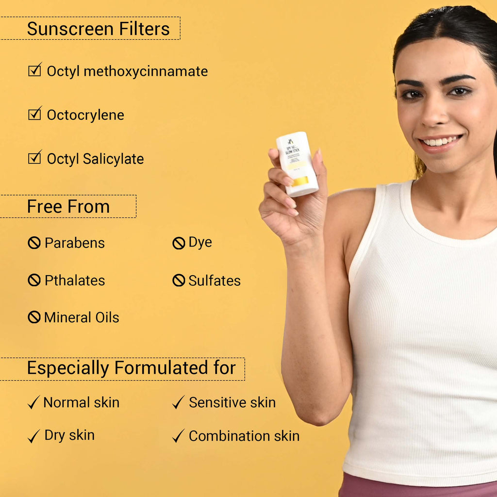 SPF 50+ Glow Stick Sunscreen For Invisible, Lightweight & Water Resistant