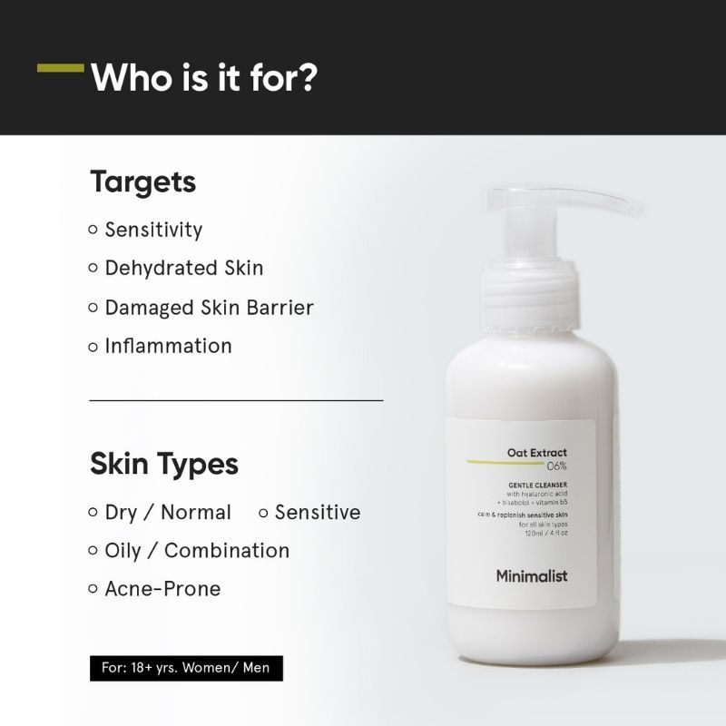 6% Oat Extract Gentle Cleanser With Hyaluronic Acid For Sensitive Skin