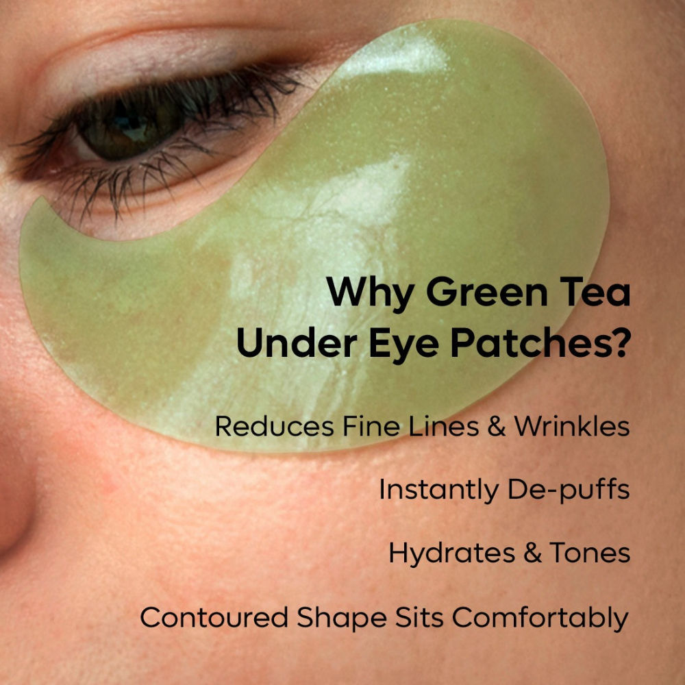 Green Tea Hydrogel Under Eye Patches with 1% Caffeine for Fine Lines & Hydration